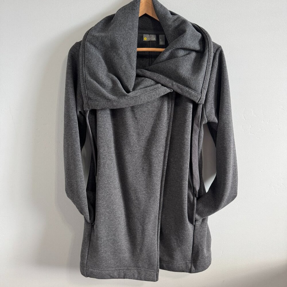 ZELLA Nordstrom All Day Wrap Sweater Dark Grey Moto Faux Fur Lined Sweater Small